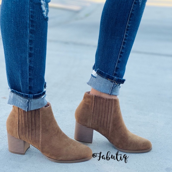 Fabutiq Shoes - Tan Ankle Slip On Bootie